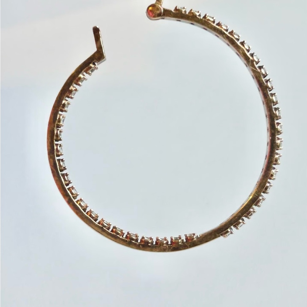 Dee Berkley Gold Vermeil Inside Out CZ Crystal Hoop Earrings 925 Sterling Silver - Picture 7 of 15